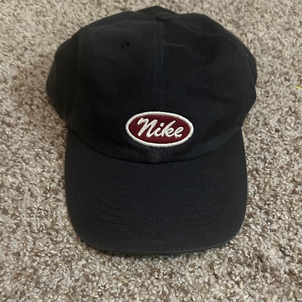 Vintage Nike Black Cap with Red Logo